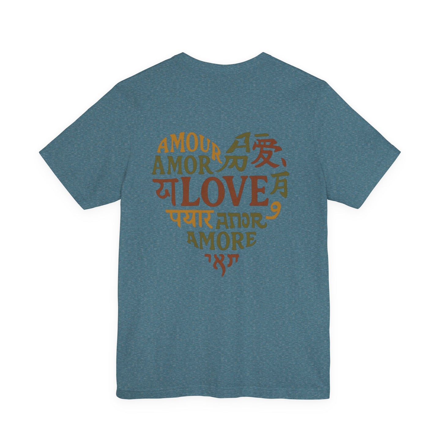 Love Languages Heart Tee — 'Love' in Multiple Languages Short Sleeve Shirt