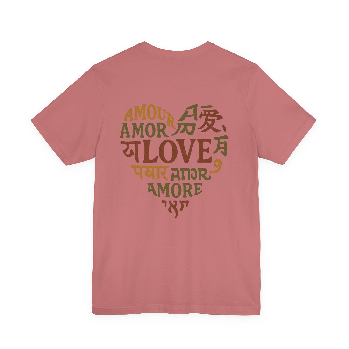 Love Languages Heart Tee — 'Love' in Multiple Languages Short Sleeve Shirt
