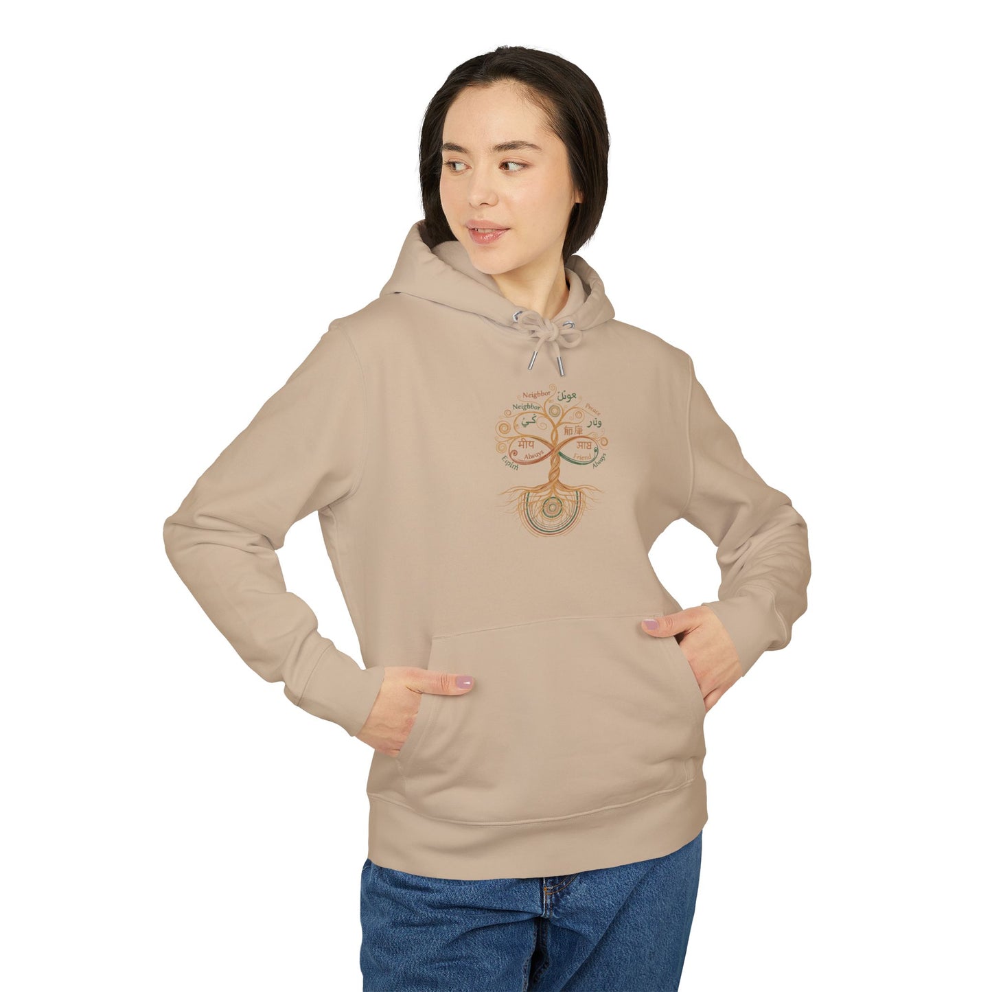 Earthy Tree of Life Hoodie — Minimal Botanical Graphic Pullover