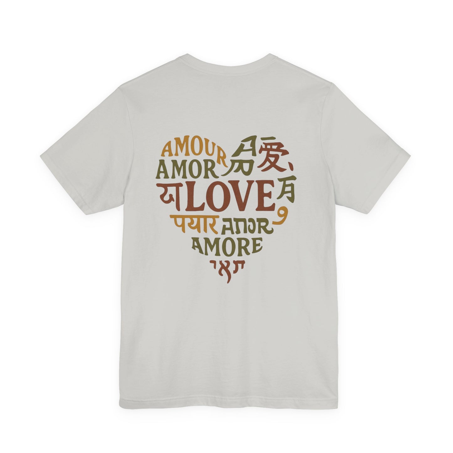 Love Languages Heart Tee — 'Love' in Multiple Languages Short Sleeve Shirt
