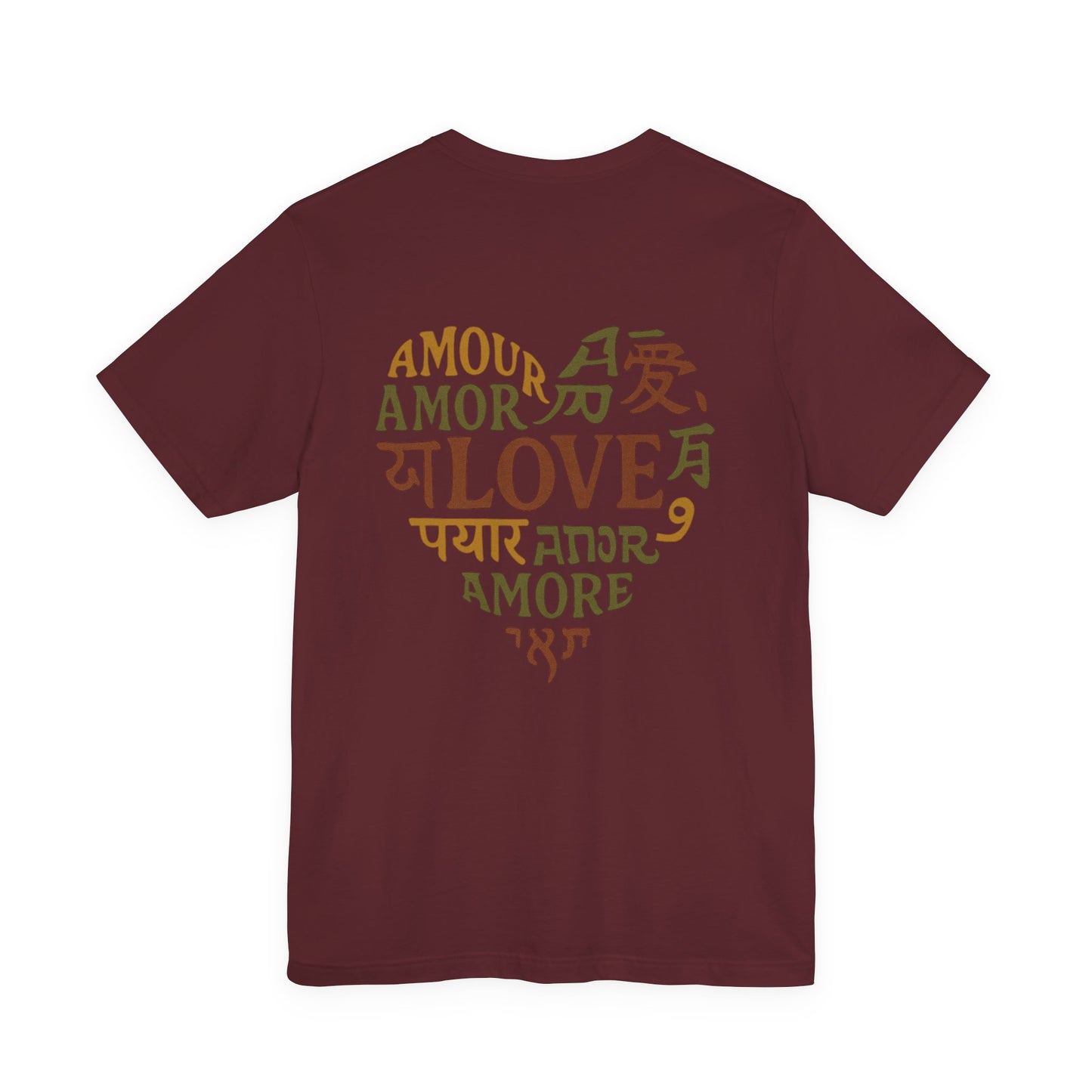 Love Languages Heart Tee — 'Love' in Multiple Languages Short Sleeve Shirt